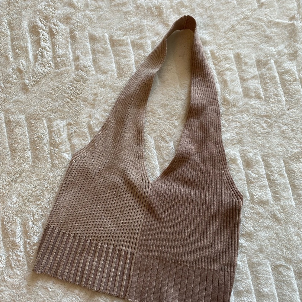 Elegant Brown Halter Sweater